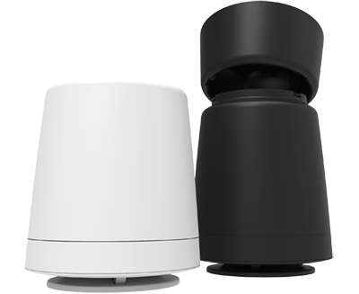 black and white Strategically Hidden Speaker (SHS) for sound masking and background music